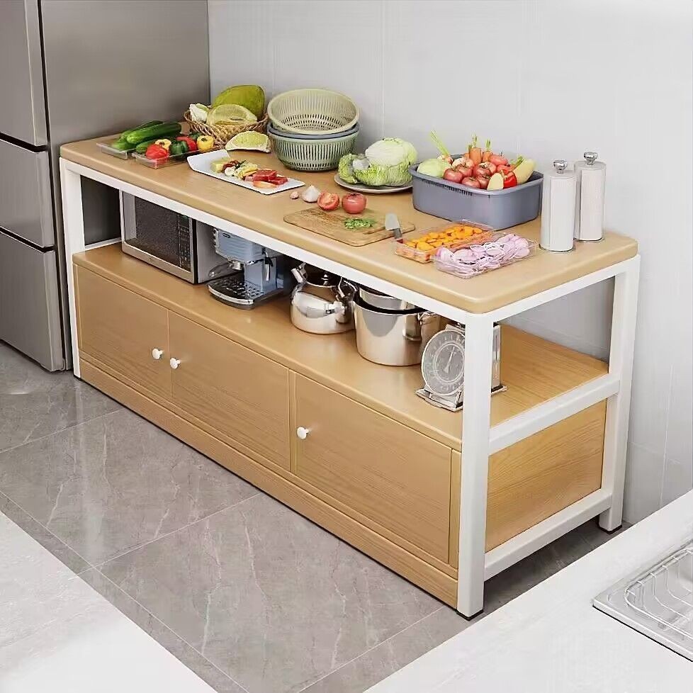 Kitchen rack floor multi-layer storage cabinet kitchen cabinet multi-function cutting bowl cabinet s