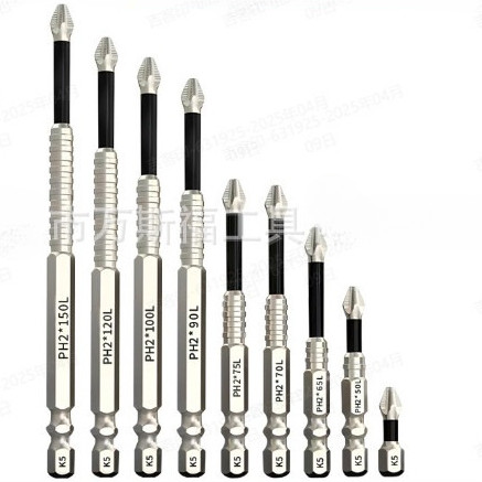 【9PCS】ป้องกันการกระแทก ดอกไขควงปากแบน ทนต่อการสึกหรอ กันลื่น ชุดหัวแม่เหล็ก แบบพกพาได้ ทนต่อแรงกระแทก หัวเจาะข้าม Anti-S