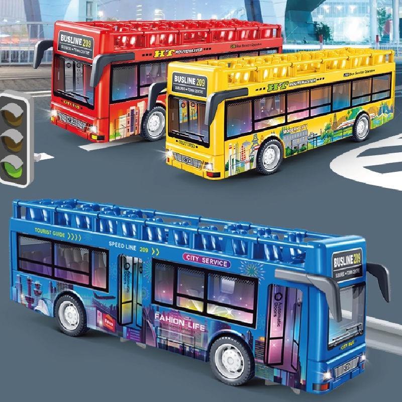 City Sightseeing Bus ของเล่นเสียงและแสงของเล่นเด็กรุ่น Double-Decker Sightseeing Bus จําลอง Bus ของเล่นเฉื่อยของขวัญวันเกิด