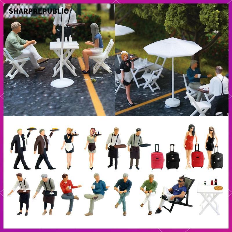 [ชาร์ปสาธารณรัฐ] ตัวเลขคน 1:64 Scale Model Trains Architecture People Figures People Drinking Coffee