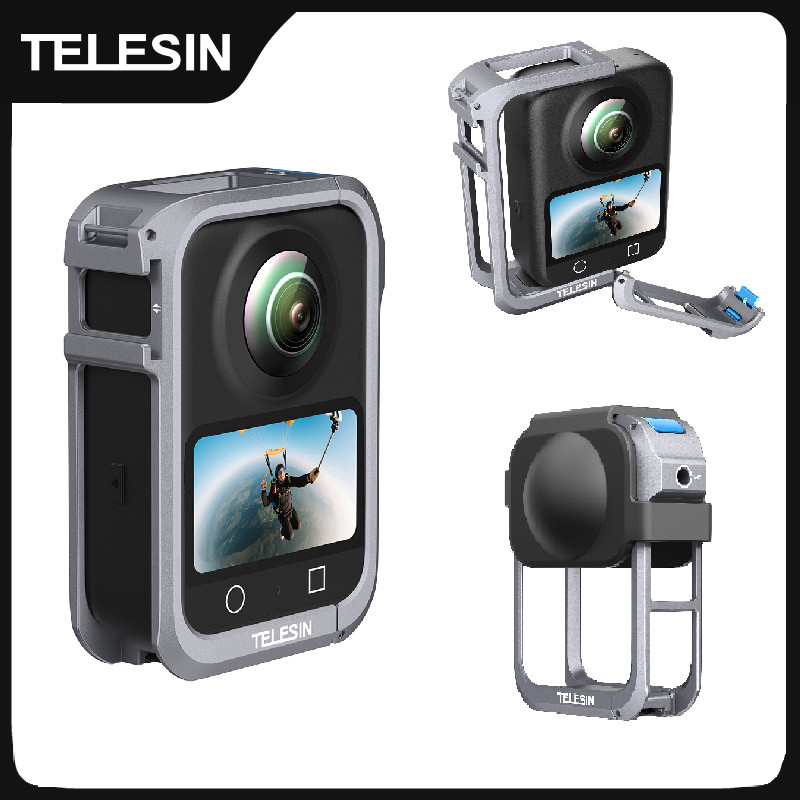 TELESIN ป้องกันกระต่ายกรณีกรงกระต่ายชุดสําหรับ DJI OSMO 360 อุปกรณ์เสริมกรอบอลูมิเนียม Dual Cold รองเท้าอะแดปเตอร์ Shell