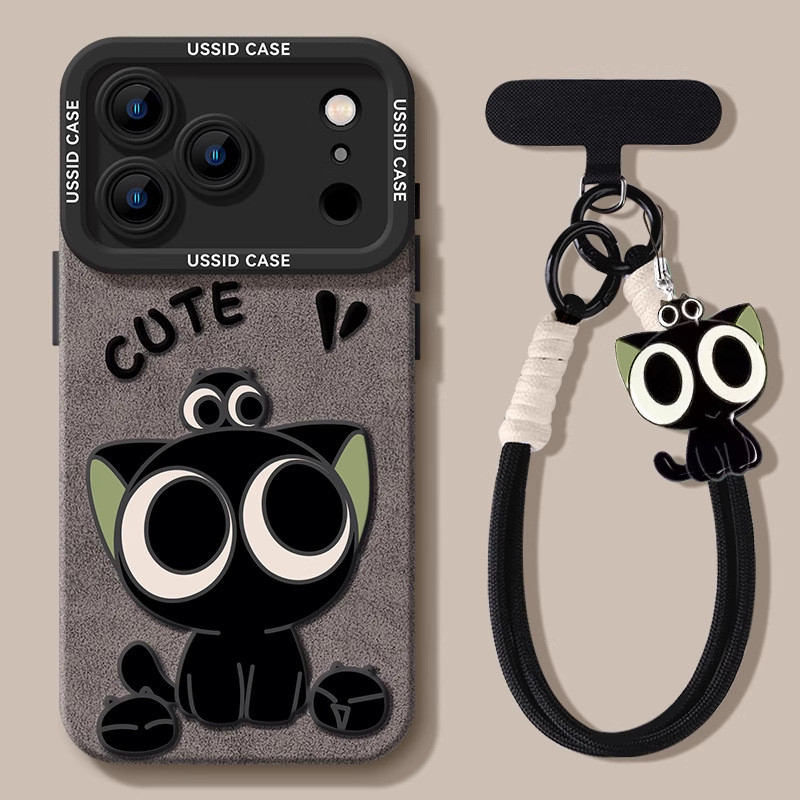 [จัดส่งด่วน] น่ารัก Luo Black Apple 17promax เคสโทรศัพท์ซิลิโคนสไตล์ใหม่ 17 การ์ตูน 17pro Premium Shock-proof Soft Case