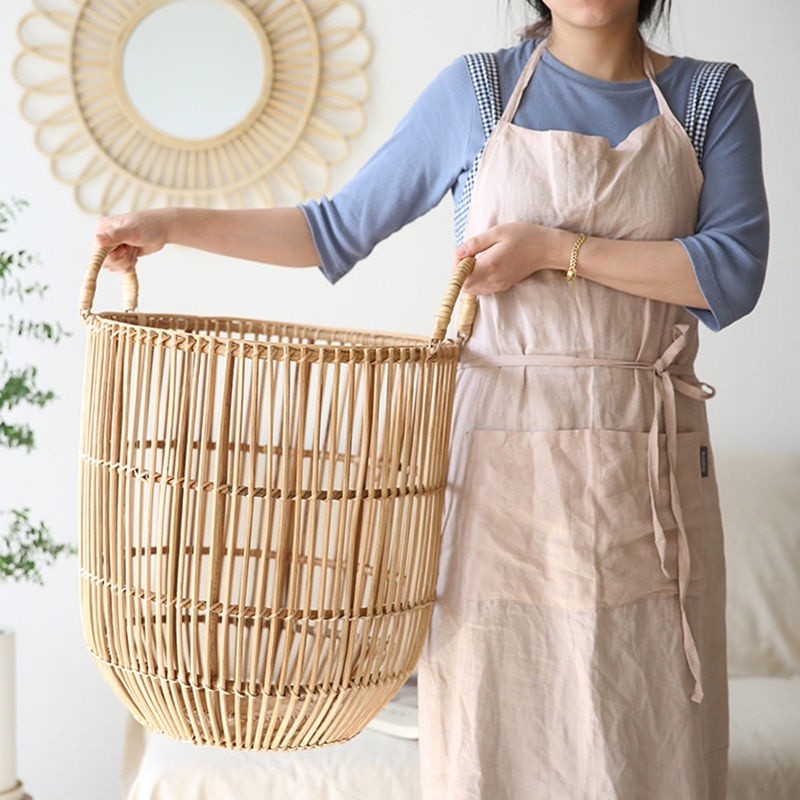 Japanese-style rattan dirty clothes basket real rattan storage box natural handmade sundries clothes