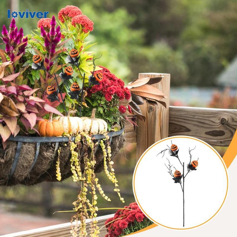 [Loviver] สาขาฟักทองฮาโลวีนปลอม 21265 นิ้วก้านดอกไม้ตกแต่งฮาโลวีนปลอมสําหรับห้องน้ําวันหยุดห้องครัวง