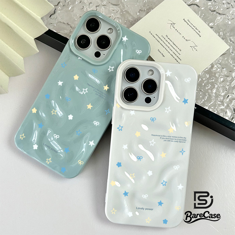 เคสไอโฟน13 โรแมนติกดาวโบว์ผูกนุ่ม สำหรับ IPhone 16 15 11 14 12 13 Pro Max 17 14 8 7 6 15 Plus 13 16 14 12 15 Pro XS XR