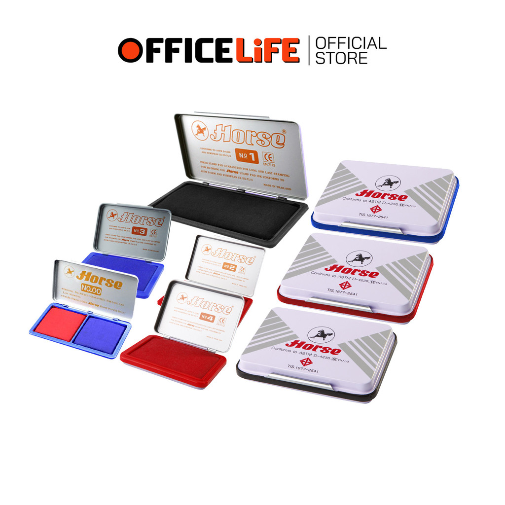 Horse ( ตราม้า ) แท่นประทับตรา แท่นประทับตรายาง แป้นมีหมึก เบอร์ No.00 1 2 3 4 ( 1 ตลับ )