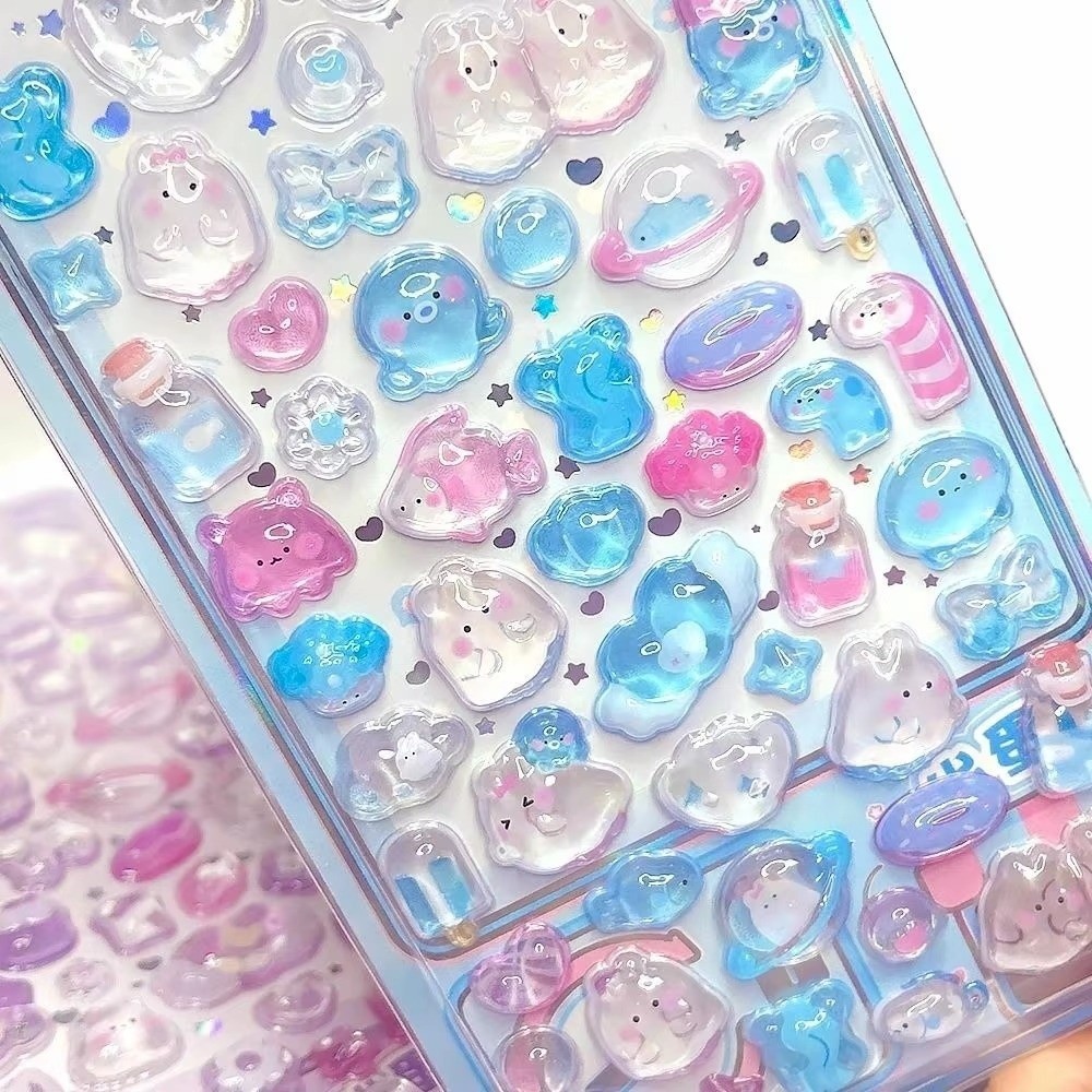 LONTIME สติกเกอร์บรรเทา,การ์ตูนสัตว์เยลลี่เนื้อสติกเกอร์ตกแต่ง, Kawaii Bowknot รูปแบบ Scrapbooking สติกเกอร์สําหรับขวดน้ําตกแต่ง - รูปที่ 2