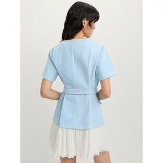 [Pomelo] เดรสผ้าทวีตชายกระโปรงพลีท / Tweed and Pleated Hem Dress