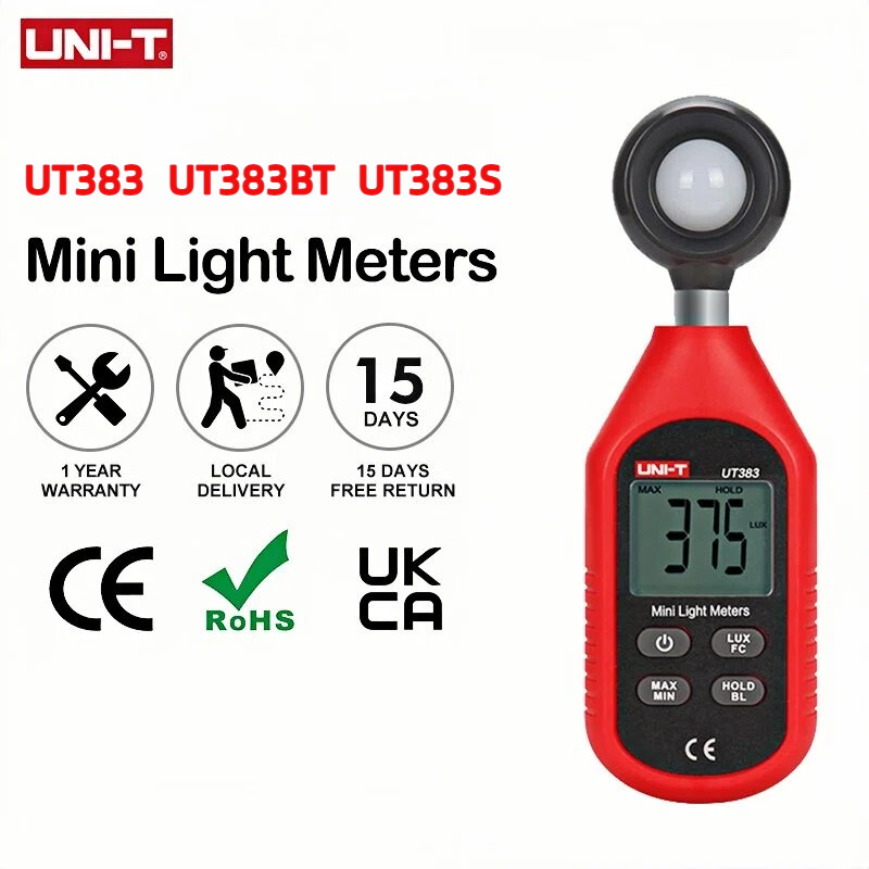 UNI-T เครื่องวัดแสงดิจิตอล Luxometer UT383BT UT383 UT383S 0~199,900 Lux Meter FC Lightmeter Luximetr