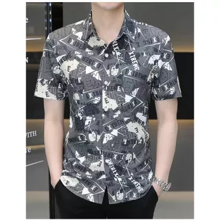 เสื้อแขนสั้นสำหรับผู้ชายฮาวายตัดเย็บด้วยผ้าโพลีเอสเตอร์ Fiber 3 สี M-3XL เทศกาลสงกรานต์