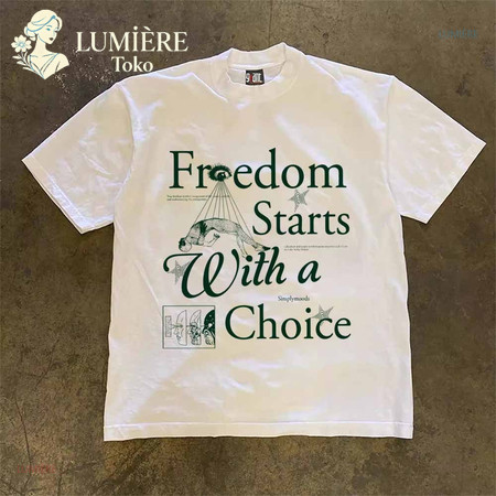 KATUN จัดส่งภายใน 24 ชั่วโมง) LUMIÈRE Vintage T-Shirt Shop "Freedom Starts With a Choice" Cotton 100
