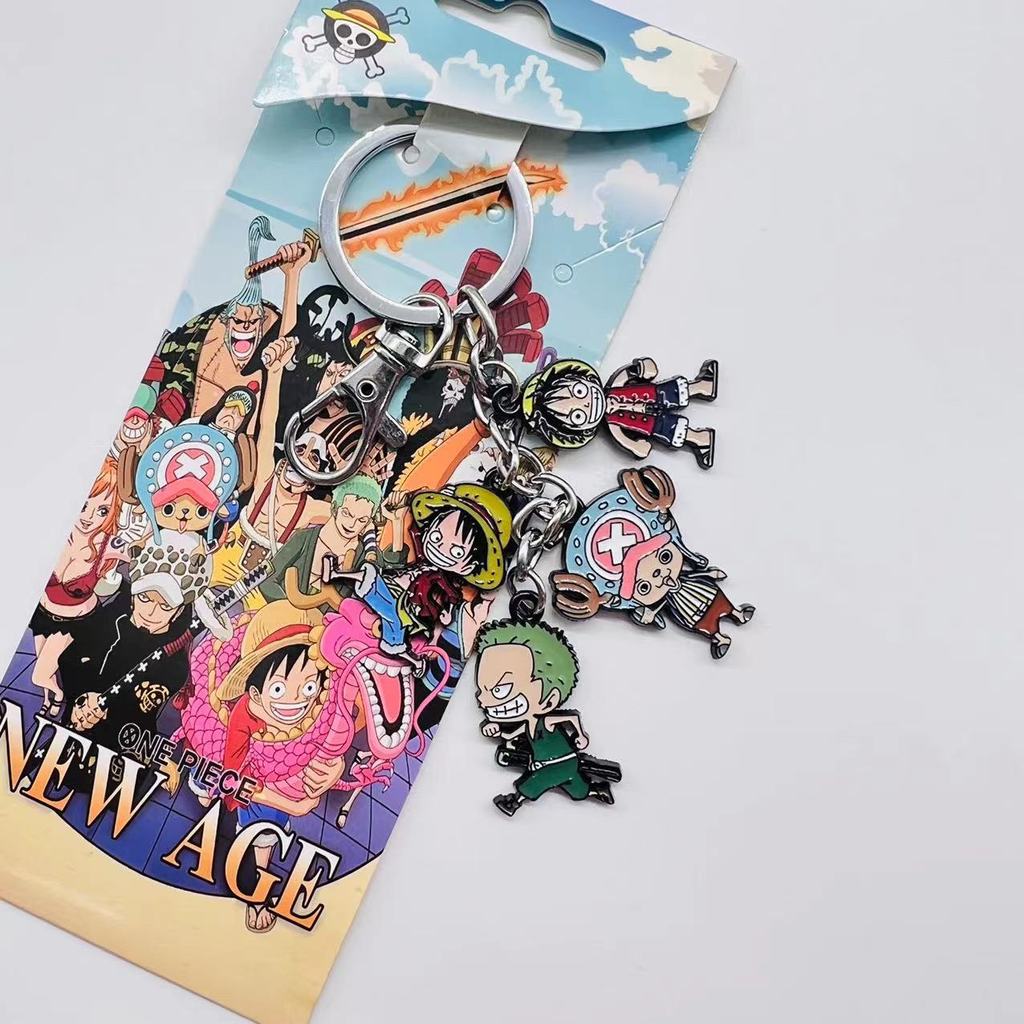 Spot Goods#Japanese Anime Merchandise One Piece Four Pendant Keychain Luffy Zoro Chopper Luffy Alloy