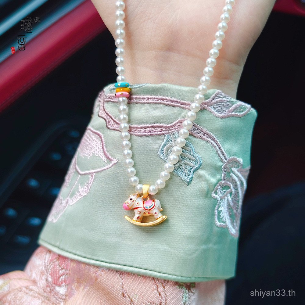 สร้อยคอมาการอง งานฝังทรายเคลือบสีหลากสัน เหมาะสำหรับคนชอบสไตล์ Bohemian พร้อมใบรับประกันคุณภาพ JWL