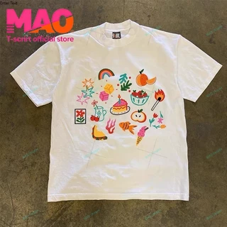 COD✅ (จัดส่งในกรุงเทพฯ) MAO Shop มะเขือเทศและพาสต้า print tee，คอกลมแขนสั้นผ้าcotton เสื้อยืด oversize เท่ๆ #51373