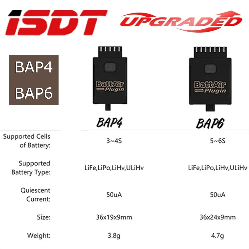 ISDT BattAir Plugin BAP4 3-4S BAP6 5-6S ระบบการจัดการแบตเตอรี่ Lipo แบตเตอรี่สมาร์ท APP บลูทูธควบคุม