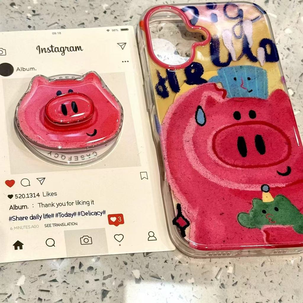 การ์ตูนน่ารักสีชมพู Graffiti เหมาะสําหรับ ihone16promax Apple 15pro เคสโทรศัพท์ 1413 แม่เหล็ก 3.1230