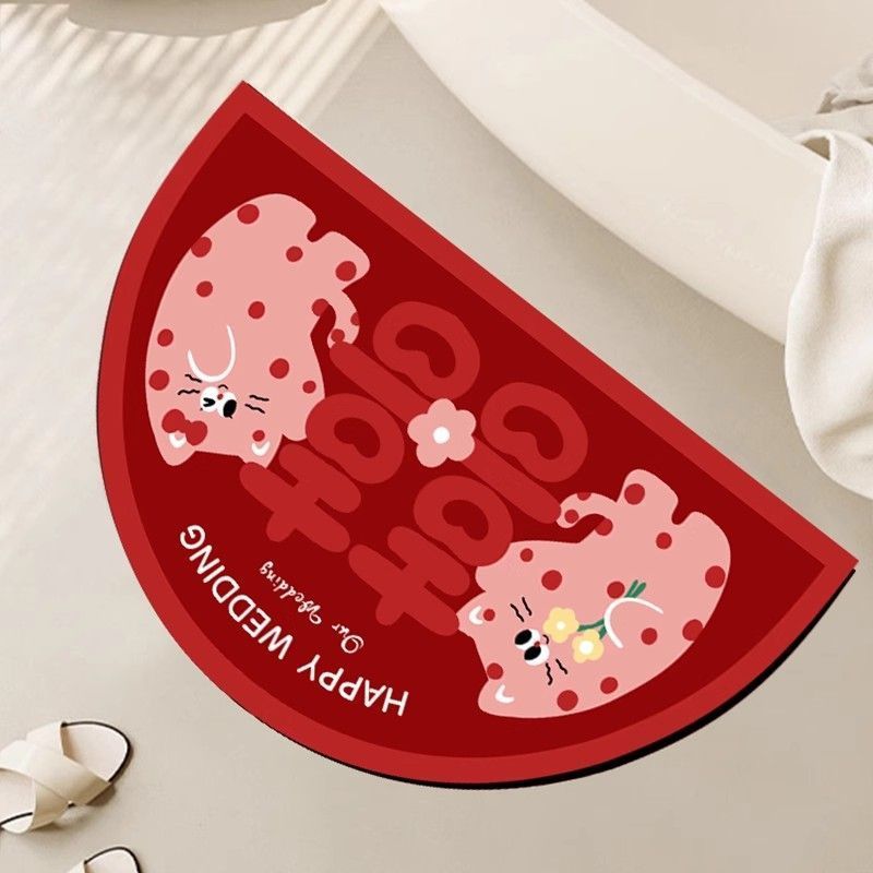 结婚礼喜字地垫婚房布置套装新房卧室房门口脚垫红色入户门垫地毯1.1Wedd Ceremony, Wedd Room Layout Set, New House Bedroom Door Mat, Re