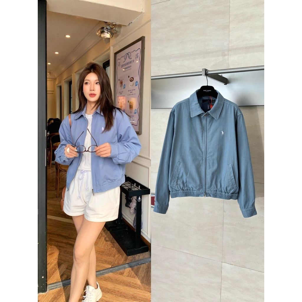 LJWR RL New Small Label Polo Embroidered Zipper Jacket Coat Unisex Celebrity Style