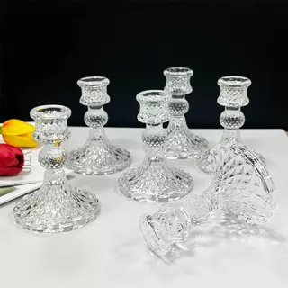 ที่วางเทียน เชิงเทียนแก้ว เนื้อแก้วหนา แก้วเนื้อดี ใช้งานสะดวก Candlestick ตกแต่งวันหยุด
