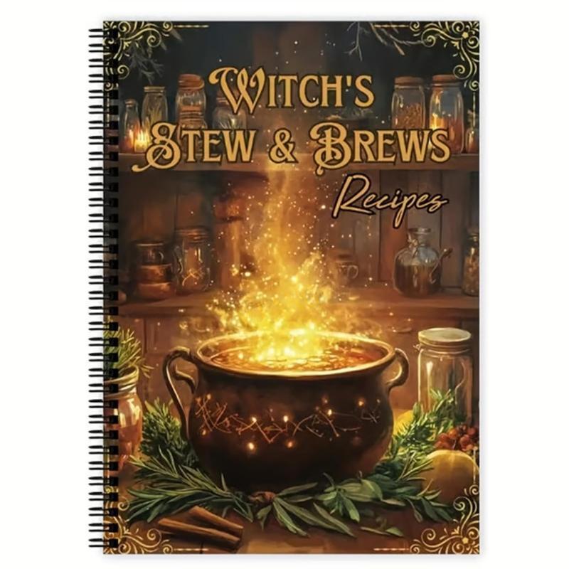 จานตุ๋นของแม่มด XGB และหนังสือสูตรวิเศษ 21x26 7 ซม. Twin Coil Binding Witch s Stew and Brews Cookboo