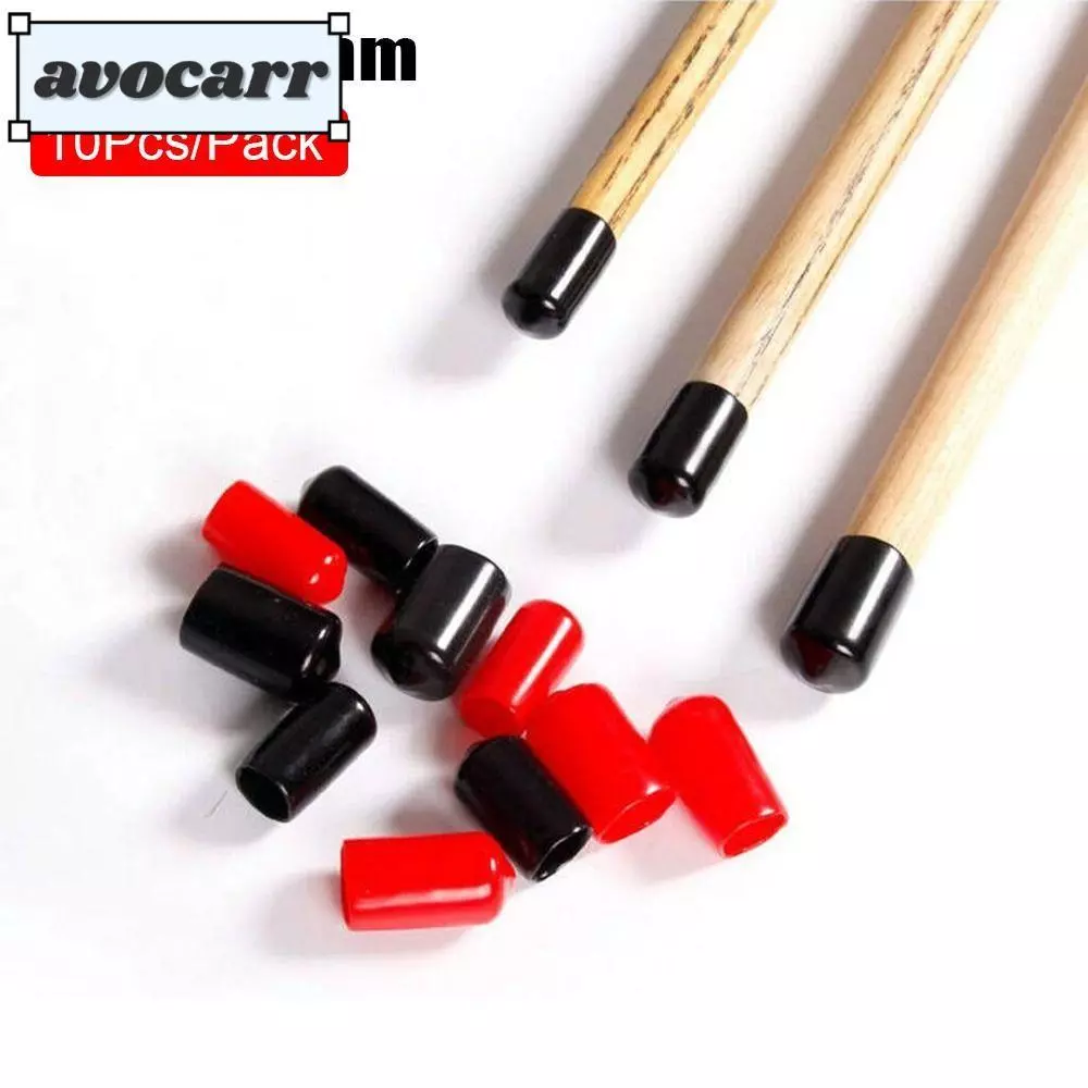 Avocarr ปลอกยางสวมหัวไม้คิว กันลื่น สีดํา สําหรับเล่นสนุ๊กเกอร์ บิลเลียด 10 ชิ้น