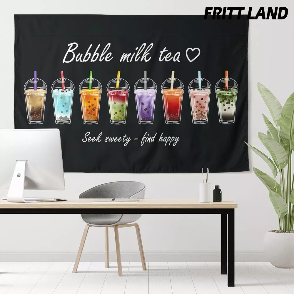 น่ารักมุกนมชาเครื่องดื่มเครื่องดื่มร้านร้านอาหารตกแต่งตกแต่งโปสเตอร์พื้นหลังผนังผ้าพรมพรมผ้าศิลปะ