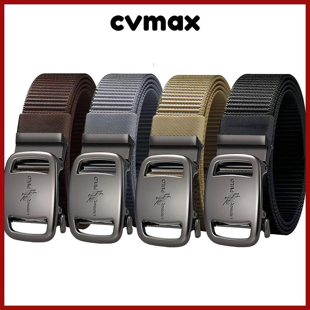 Cvmax เข็มขัดหัวเข็มขัดอัตโนมัติ, เข็มขัดถักไนลอนแบรนด์หรูสไตล์ป่าเรียบง่าย, สายผ้าใบลําลองสําหรับธุรกิจ