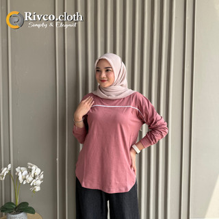 RIVCO || Kaos Atasan Wanita Oval Lengan Panjang Bahan Combed 24s Tebal & Nyaman Tidak Panas