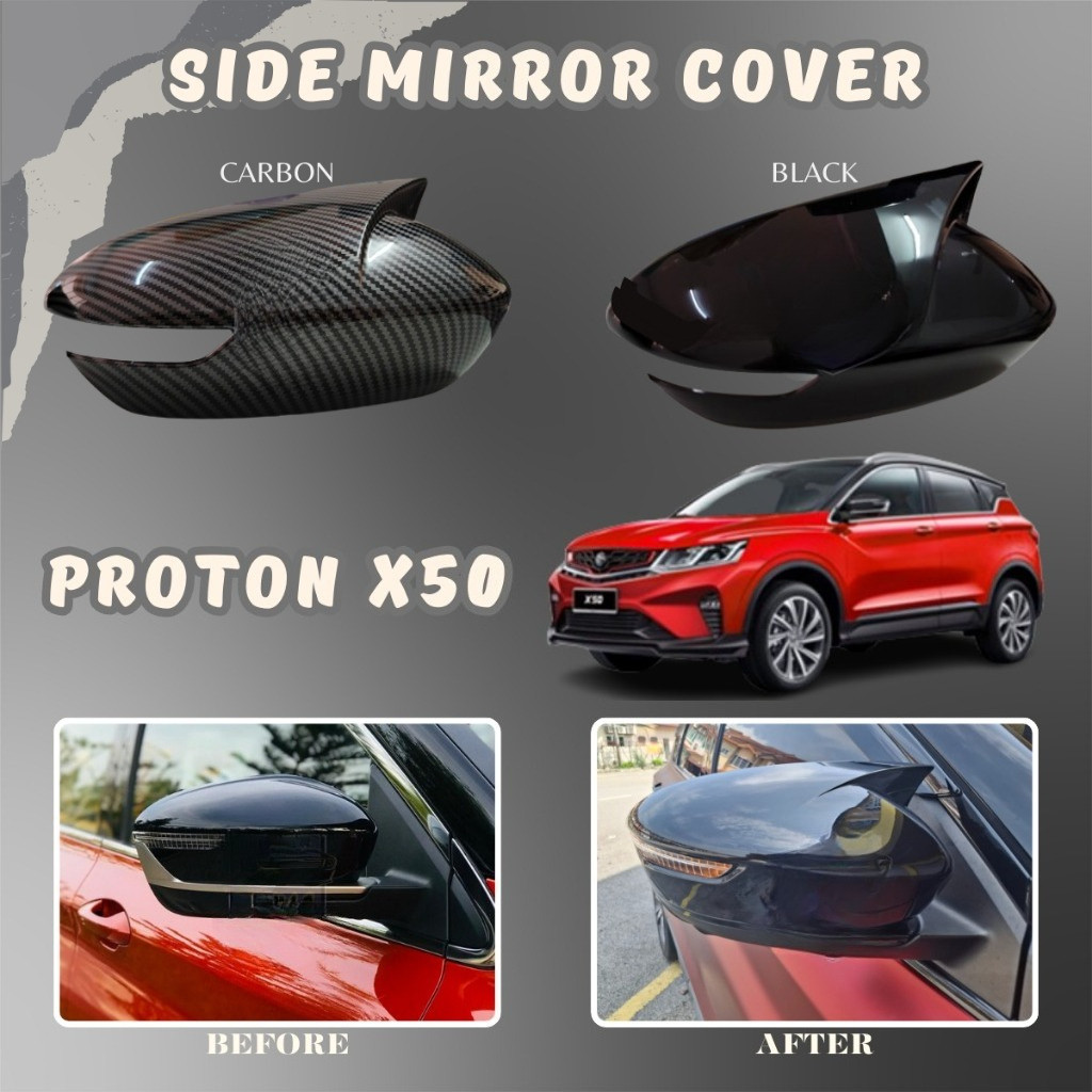 Proton X50 Shark กระจกมองข้าง M4 Design Cover Full Cover สีดําเงา/คาร์บอน