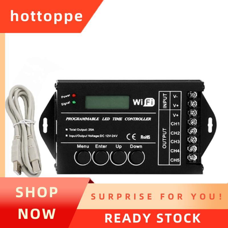 hottoppeDC 12V 24V WiFi RGB Time Programmable LED Controller TC421 5 ช่อง 20A Common Anode โปรแกรม LED Strip Dimmer