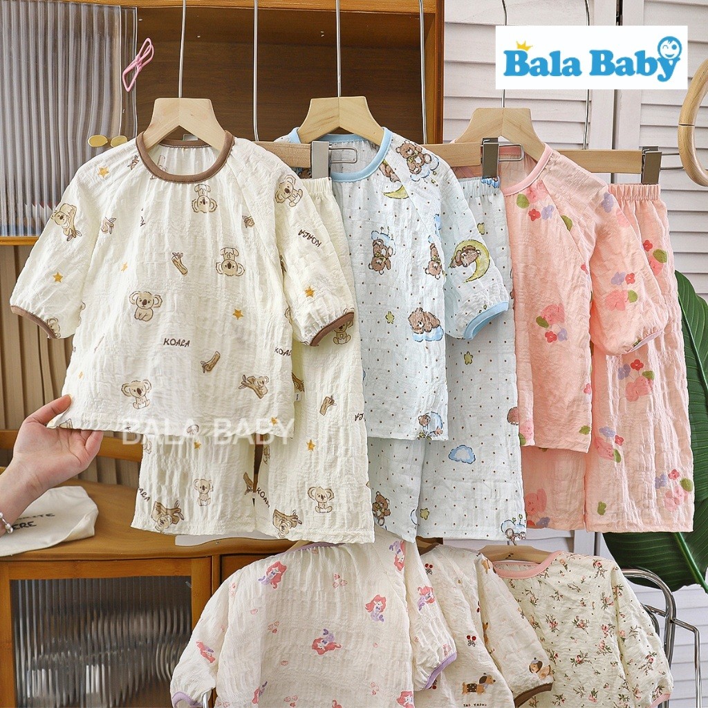 ชุดนอนเด็ก เสื้อแขนสั้นกางเกงขายาว ชุดนอนน่าร้อน เนื้อผ้าบางเบา Size80-120cm SYC04