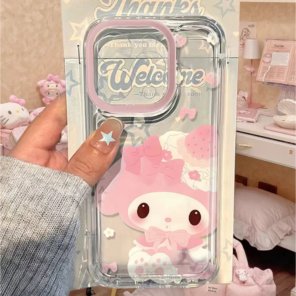 น่ารัก My Melody โปร่งใส Space Case เคสโทรศัพท์ iPhone ที่ใช้งานได้ iPhone 16 Pro Max/15/14 Pro Max/