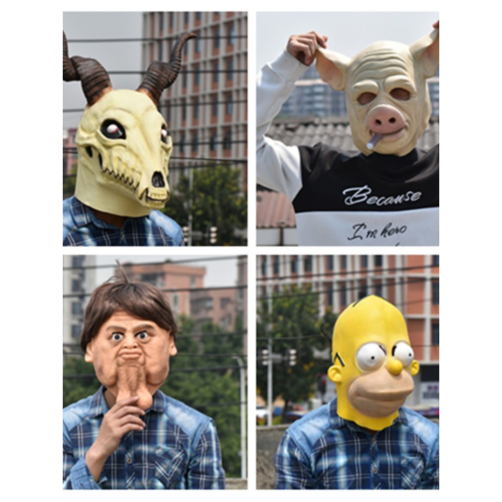 หน้ากากฮาโลวีน หน้ากากวันสงกรานต์ Simpson Mask Big Chin Shrek Tik Tok ตลกฮาโลวีนสยองขวัญ COS หมวก