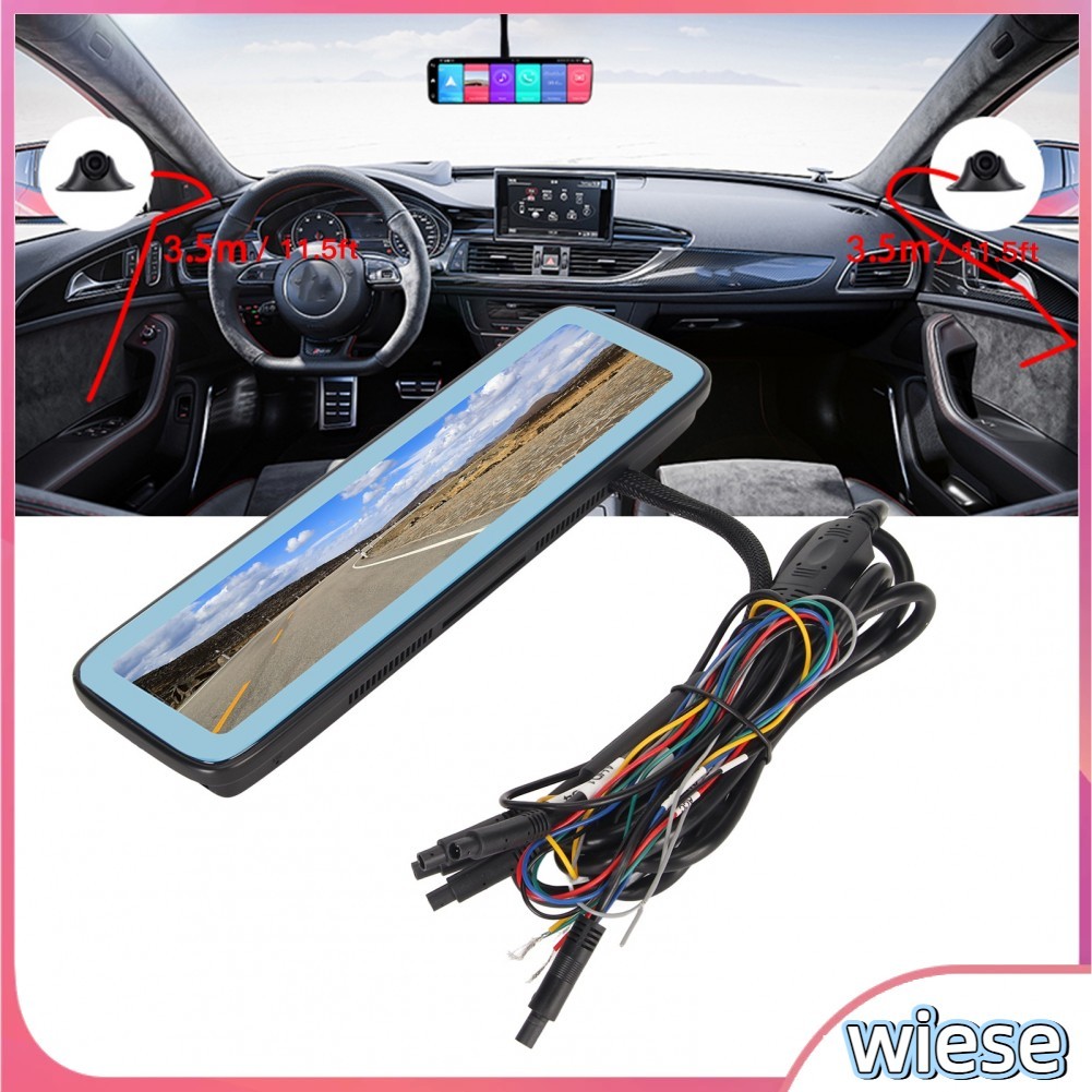 Wiese-th Wiese-th รถสมาร์ทหน้าจอกระจกมองหลัง 11.26in LCD 4 ช่องกล้อง 360 ° หมุนได้ APP รีโมทคอนโทรล 