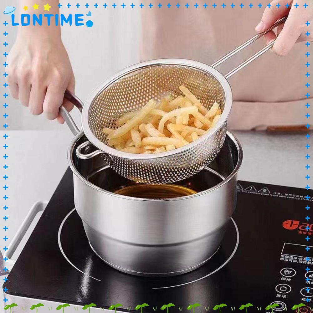 LONTIME กรองห้องครัว,อเนกประสงค์ขนาด 28 ซม.กระชอนสแตนเลส,สแตนเลส Ergonomic Handle Draining ตะกร้าใช้ในครัว