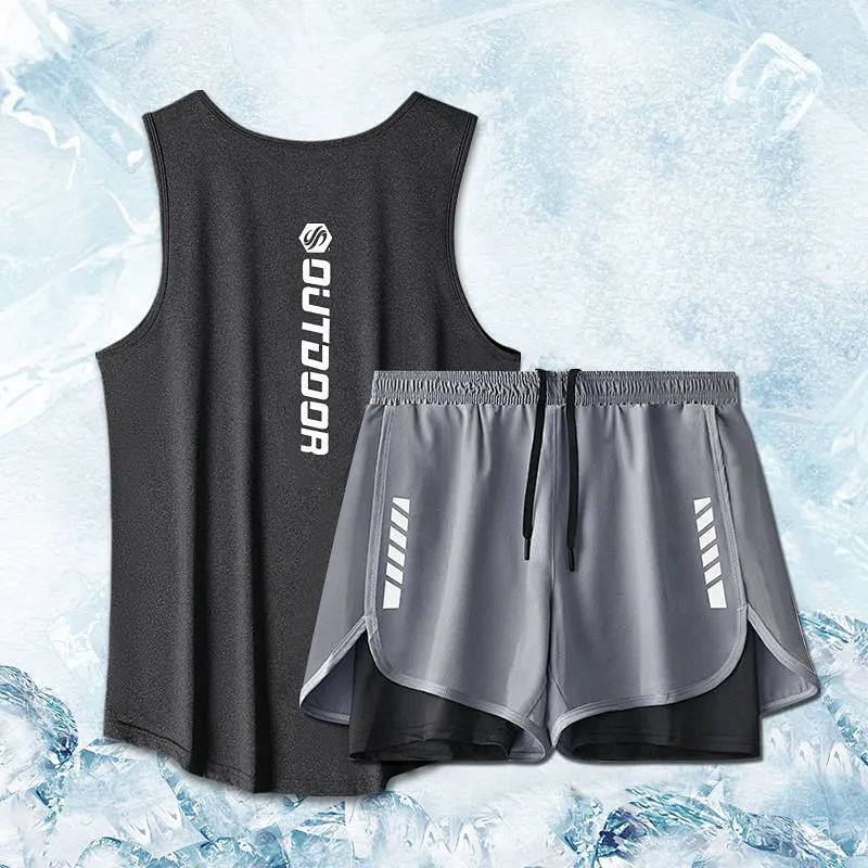 Fitness Vest Men's Basketball Running Summer Sports Quick-Drying Top Ice Silk Training Sleeveless To