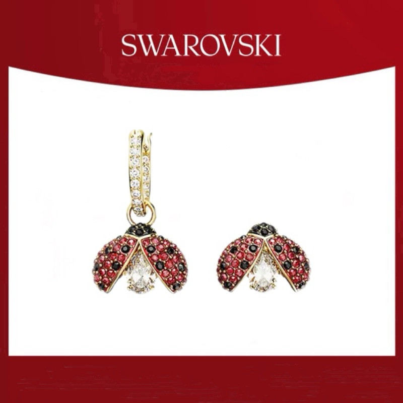 🇦🇹พร้อนส่ง ที่ไทย 🇹🇭 SwarovskIdyllia ต่างหูรูปเต่าทอง แฟชั่นฤดูใบไม้ร่วง ฤดูหนาว