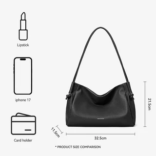 BOSTANTEN Supple Bag กระเป๋าถือสะพายไหล่ผู้หญิง ความจุใหญ่ ดีไซน์เรียบง่าย สายปรับได้