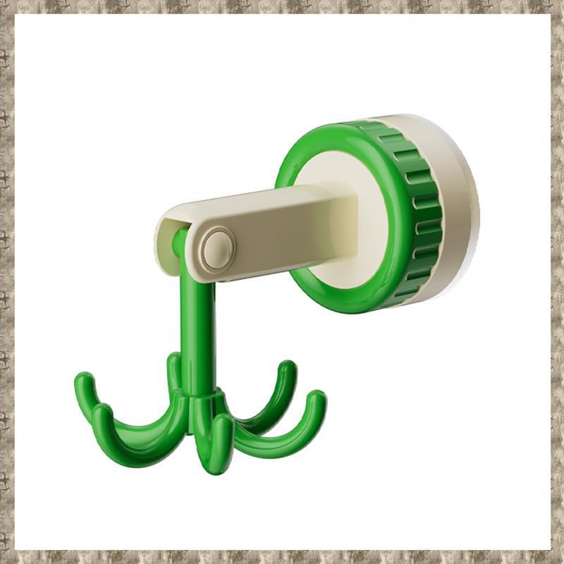 [zv0lma8i] 360 องศาหมุนตะขอพับ Self-Adhesive ดูดถ้วยตะขอหมุนผู้ถือเครื่องครัวสีเขียว