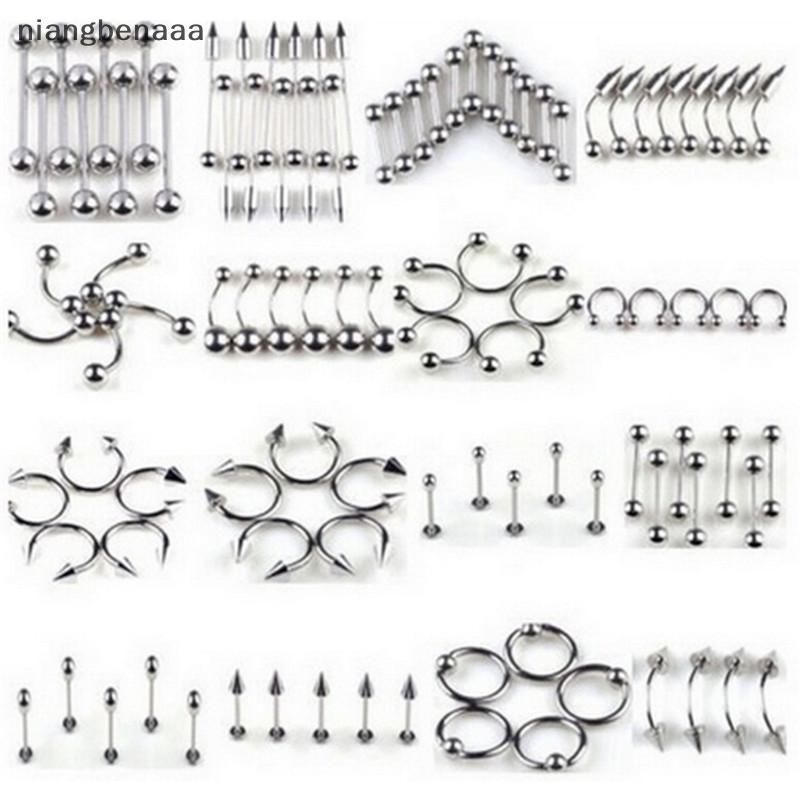 เครื่องประดับสแตนเลสสตีลสำหรับการเจาะลิ้น คิ้ว จมูก และท้อง 60/85 ชิ้น