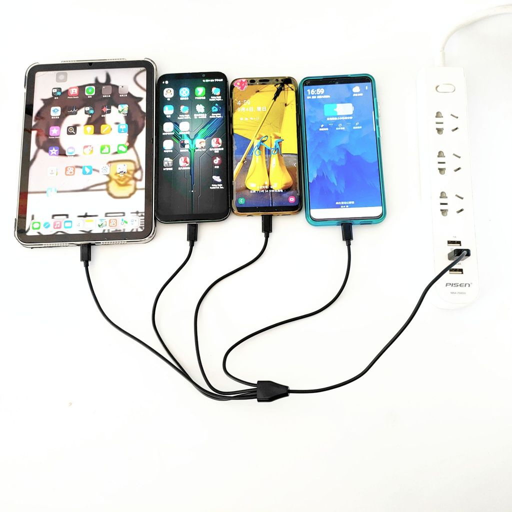 USB One สําหรับ Four TYPE C Head All-in-One สายชาร์จชาร์จ 4 TYPE C โทรศัพท์มือถือแท็บเล็ต ฯลฯ 50ซม
