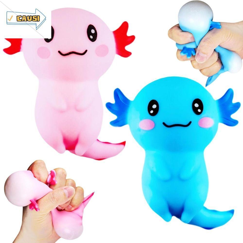 CAUSI Squishy Stress Glitter, Soothing Texture รูปร่างน่ารัก Axolotl Squishy ของเล่น, น่ารัก Sugar F