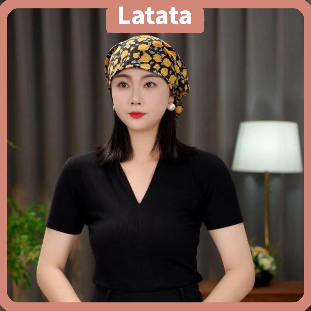 หมวกคลุมผมแบบริบบิ้น ออกแบบลายดอกไม้ ป้องกันแสงแดด สวมใส่ได้ในชุดลำลอง