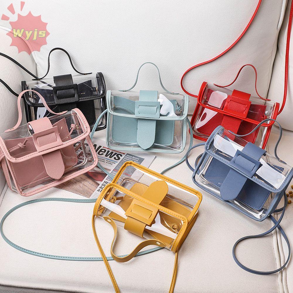 WJYS Messager Bag Small PVC Transparent Square Clutches
