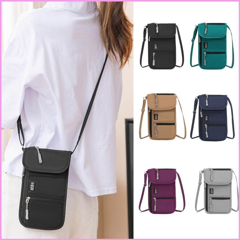 Cinn Easy Access Passport Organizer Blocking Neck Wallet Oxford Fabric Crossbody Bag