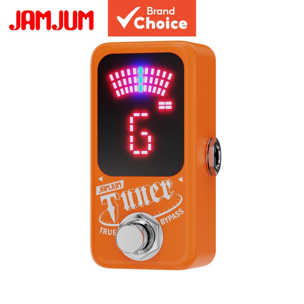 JAMJUM จูนเนอร์กีตาร์ Mini Chromatic Tuner Pedal, จอแสดงผล LED Bass True Bypass 9V DC การปรับแต่งที่แม่นยําสําหรับนักกีตาร์ขายร้อน