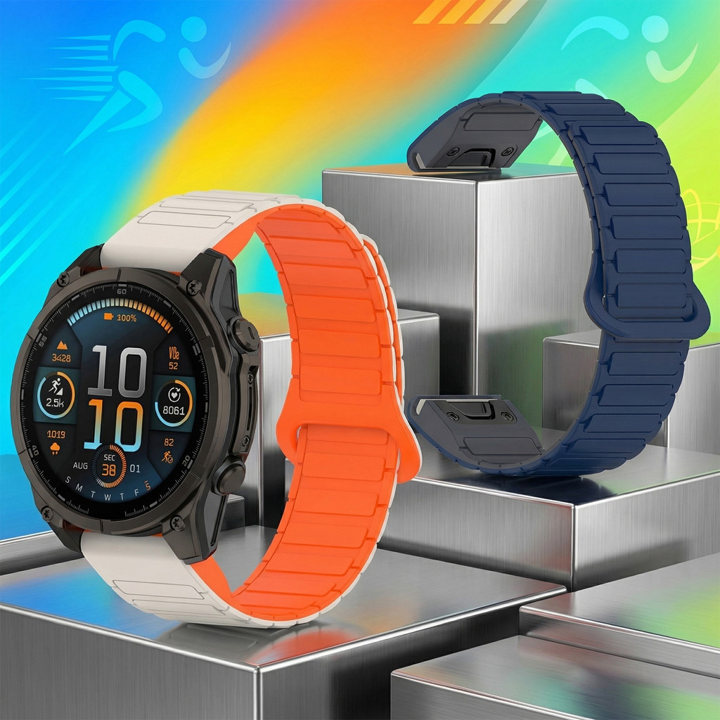 20 มม.22 มม.26 มม.สายคล้องคอซิลิโคนแม่เหล็ก QuickFit สําหรับ Garmin Descent G2 G1 Mk3i 51 มม.mk3 43 