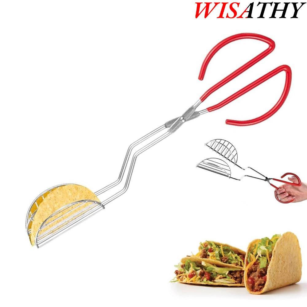 Taco Shell Tong, ที่วางตอร์ติญ่าอเนกประสงค์รูปตัว U, แหนบเครื่องทําเปลือกกดสแตนเลสทนทานสําหรับTacoโฮ