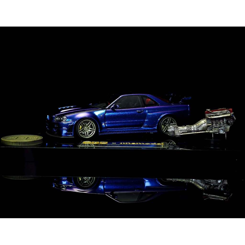 PGM 1/43 Nissan Nissan GTR34 Skyline Z-Tune Full Open Version Chameleon GT-R พร้อมเครื่องยนต์รุ่น PG