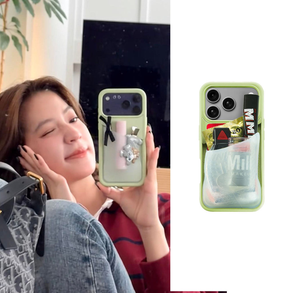 [สไตล์ขายดีซ้ํา] Ouyangdidi x Ninja Labs Matcha Green กางเกงโยคะกระเป๋าขนาดใหญ่เคสโทรศัพท์ซิลิโคนเก็